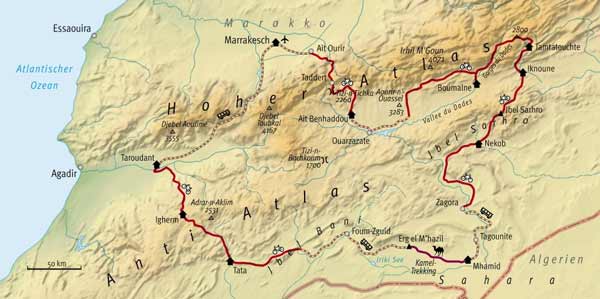Route des MTB-Trekking in Marokko