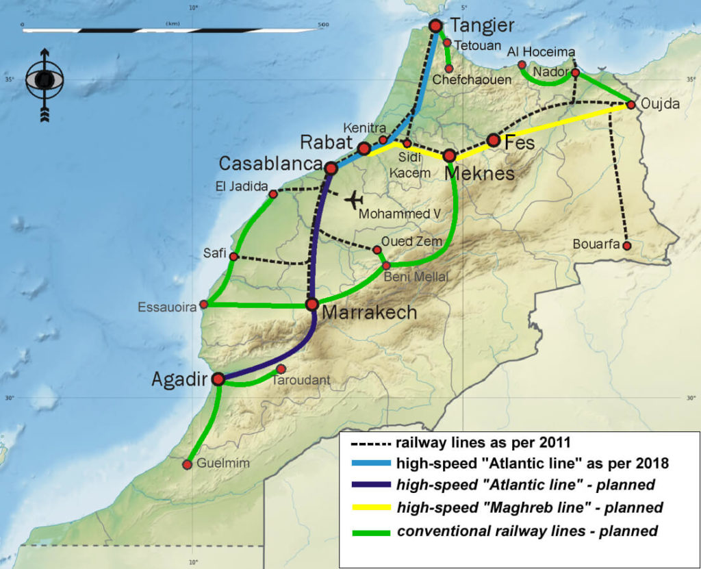 Geplanter Streckenausbau der marokkanischen Bahn