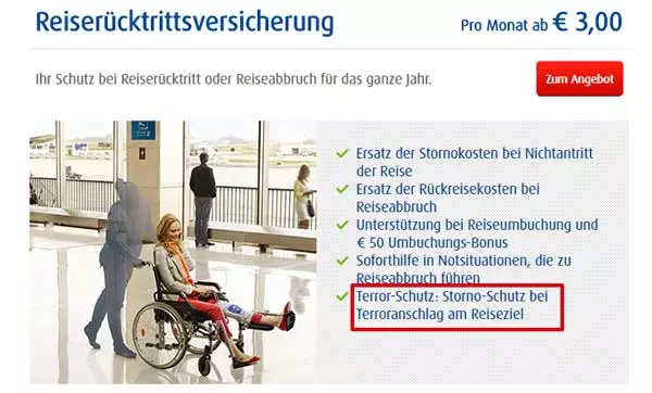 Reiseruecktrittsversicherung mit Terrorschutz 